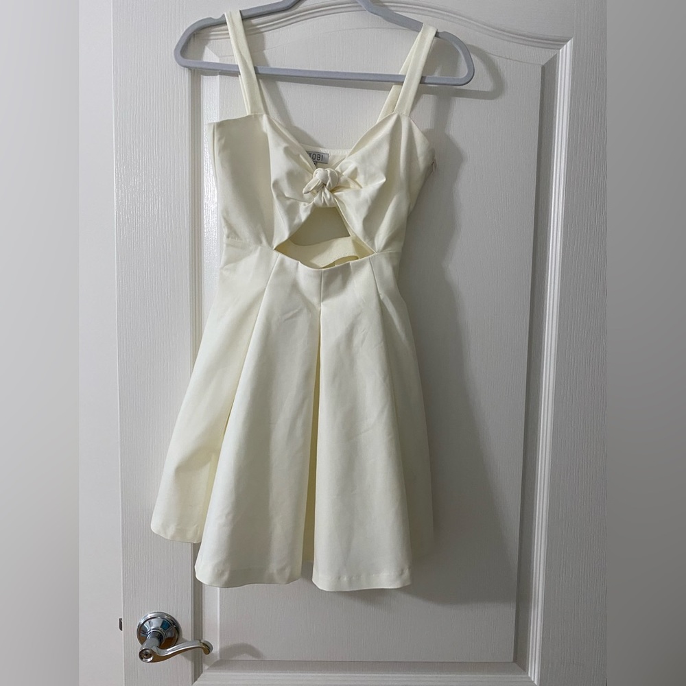 Cream colored, tie front full skirt dress by TOBI,size S/P